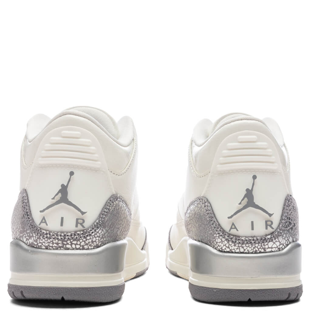 Women's Air Jordan 3 Retro - Sail/Cement Grey/Metallic Silver