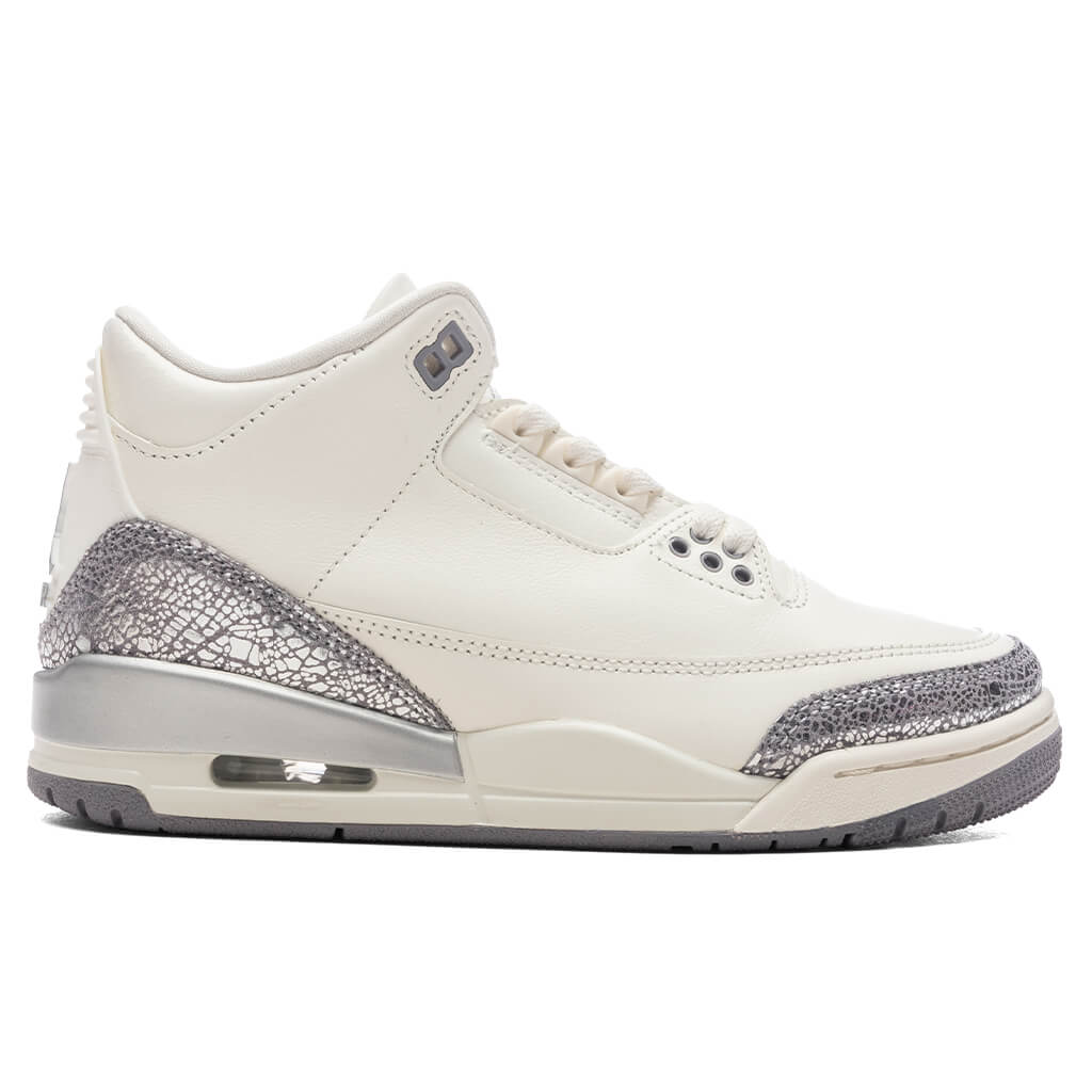 Women's Air Jordan 3 Retro - Sail/Cement Grey/Metallic Silver